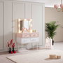 Hanah Home Mesa de Maquillaje Rosa y Blanco con Luces LED